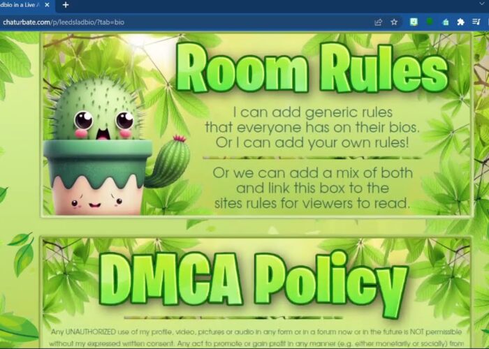 Chaturbate Cactus Themed Bio


