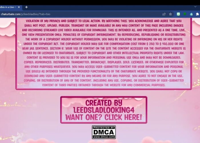 Chaturbate Pink Marble Cloud Themed Bio

