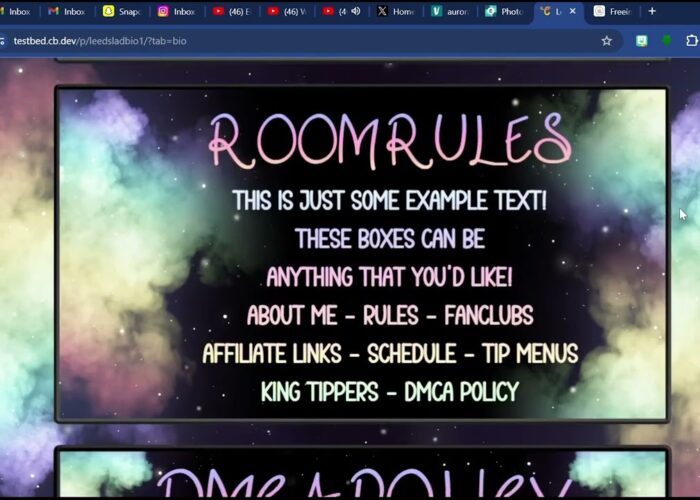 Chaturbate Rainbow Smoke Themed Bio

