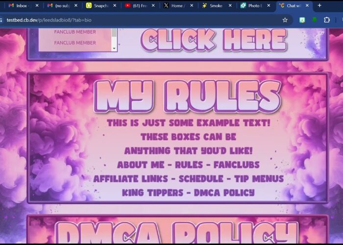 Chaturbate Smokey Lilac/Peach Themed Bio

