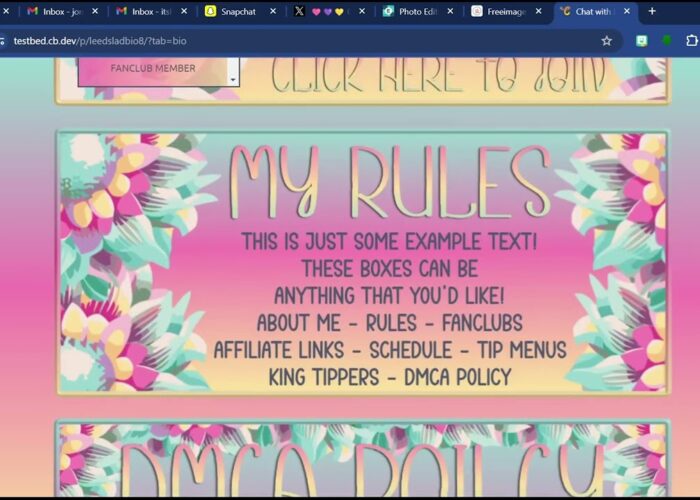 Chaturbate Tricolor Flower Theme Bio


