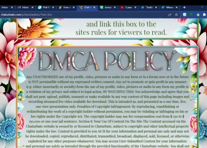 Chaturbate diverse flower themed bio

