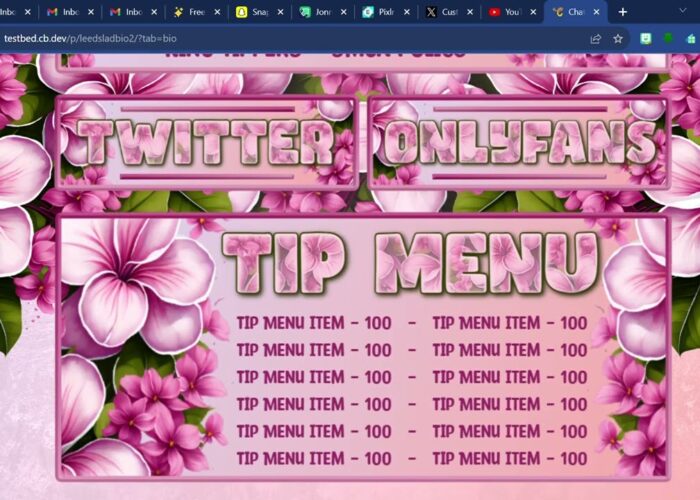 Chaturbate pink flower themed bio

